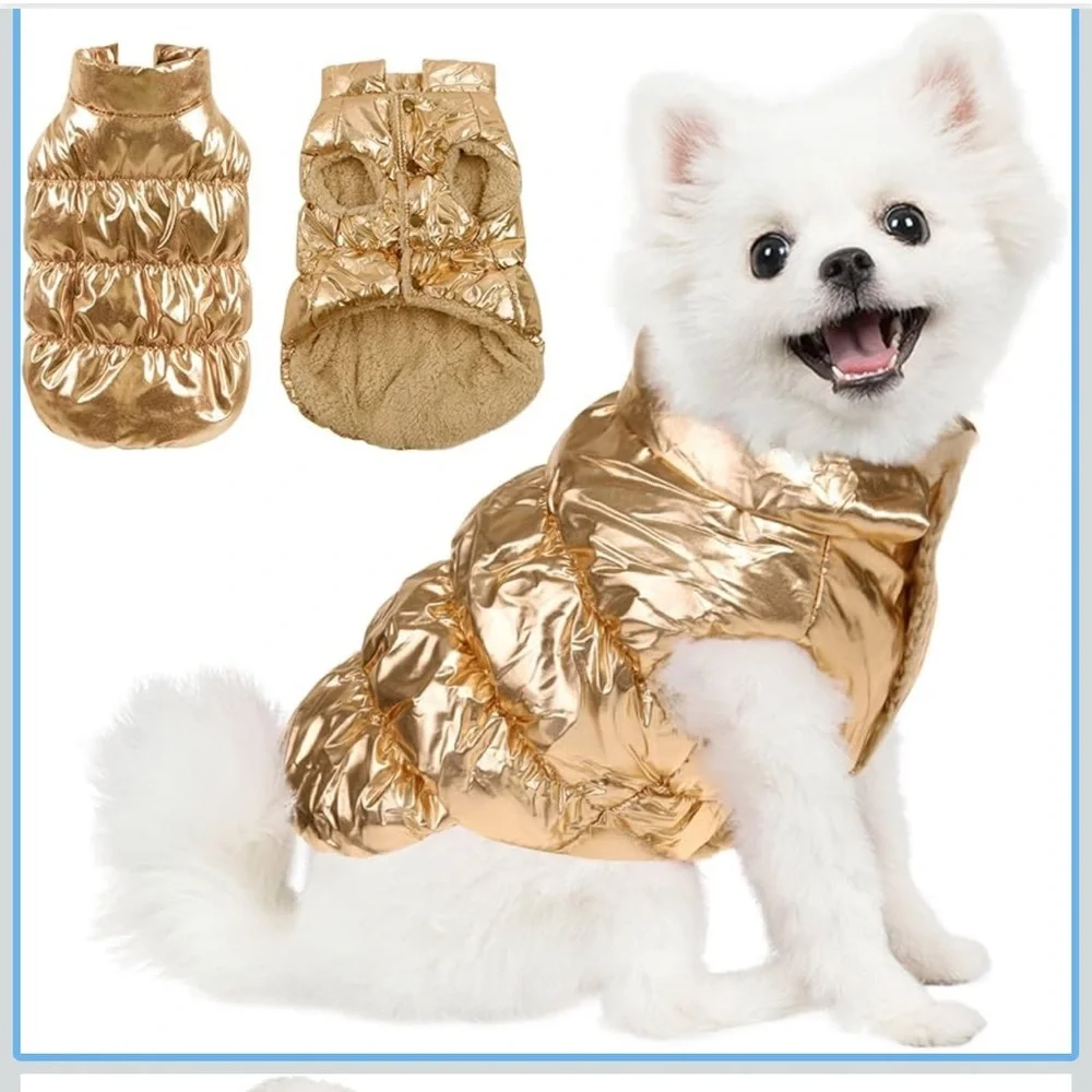 Super cute and cozy gold dog jacket for your furry best friend
